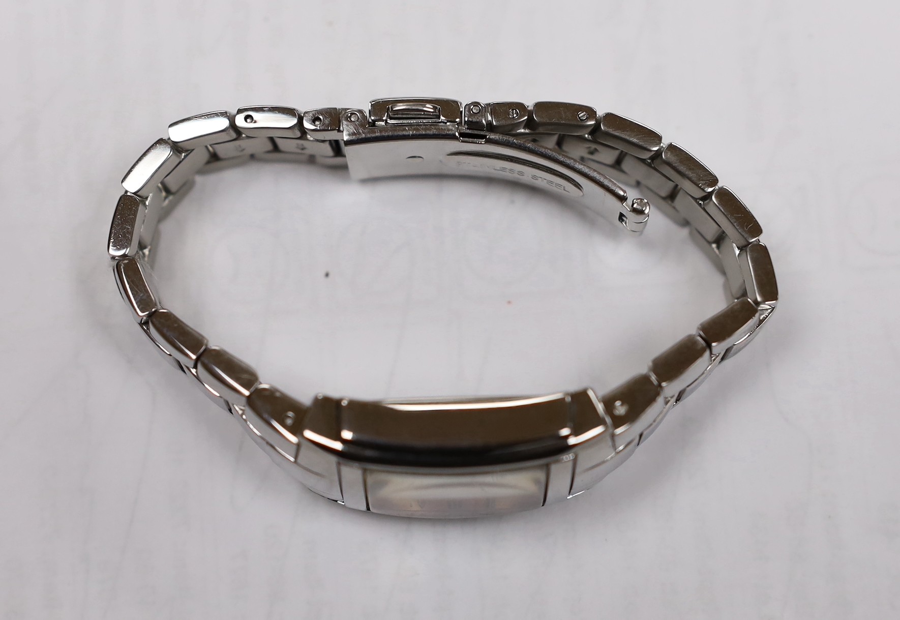 A lady's stainless steel Rotary quartz wrist watch, with spare links.